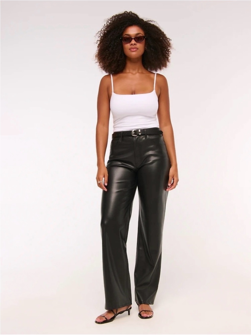 Abercrombie 90s relaxed High Rise Faux Leather Curve Love Pants Black 30S